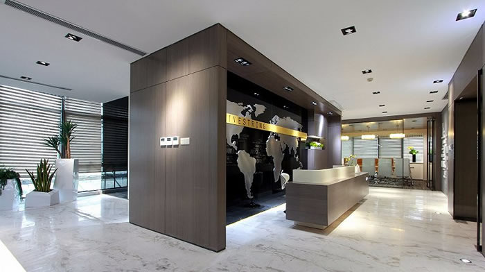 高端寫字樓辦公室前臺(tái)空間設(shè)計(jì)效果圖