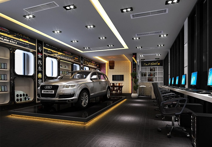 汽車(chē)美容店顧客休息區(qū)裝修效果圖