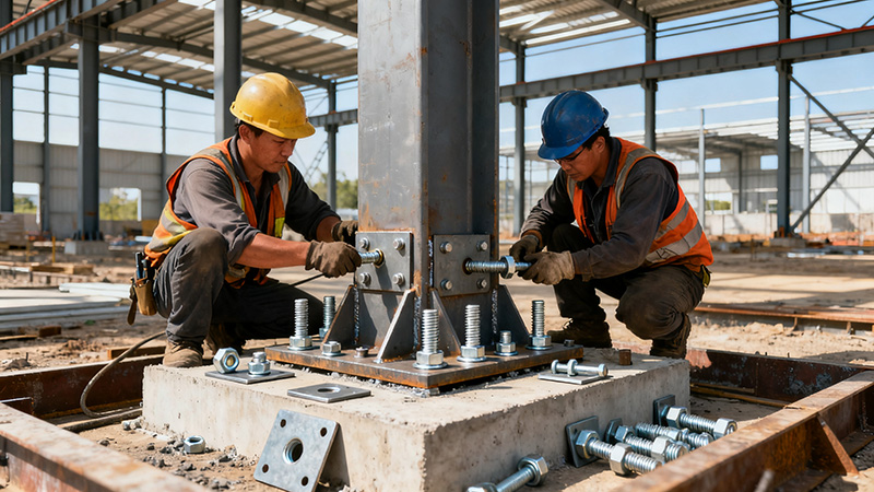 廠房鋼結構柱腳安裝